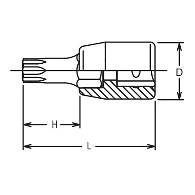 Douille TORXplus® 15IP à corps carré 1/4" - Longueur 28 mm 