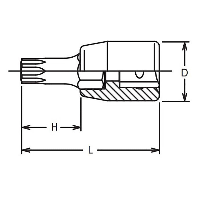 1/4 Sq. Dr. Tamper-Resistant TORX® T25H Bit Socket - Length 28mm