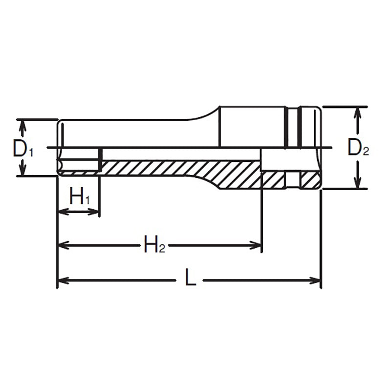 Douille carrée 1/4" 3/8" 6 pans, longueur 50 mm 