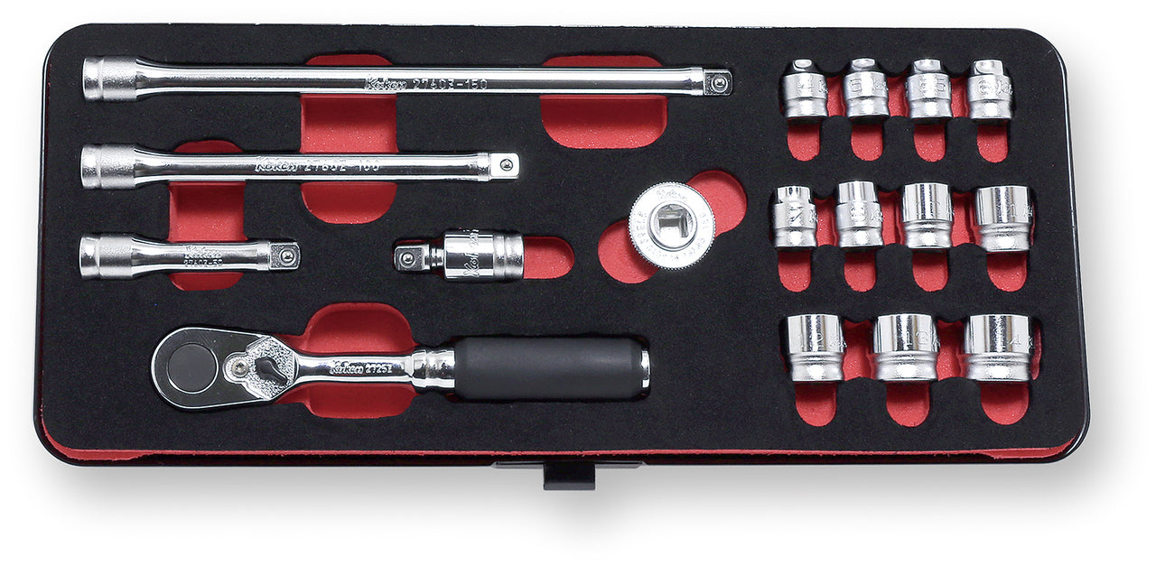1/4 Sq. Dr. 17 Piece Z-Series 72 Tooth Ratchet 6-Point Metric Socket set  4-14mm