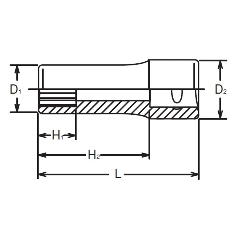 1/4 Sq. Dr. Socket  3/8 6 point Length 50mm