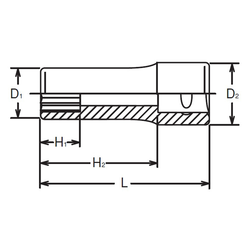 1/4 Sq. Dr. Socket  9/32 6 point Length 50mm
