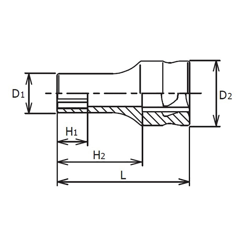 1/4 Sq. Dr. Socket  7mm 6 point Length 30mm Z-series