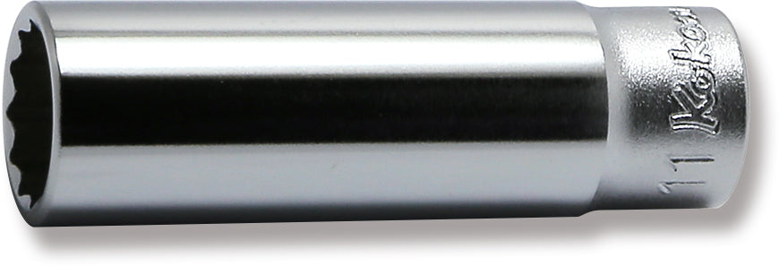 Douille carrée 1/4" (11 mm), 12 pans, longueur 50 mm 