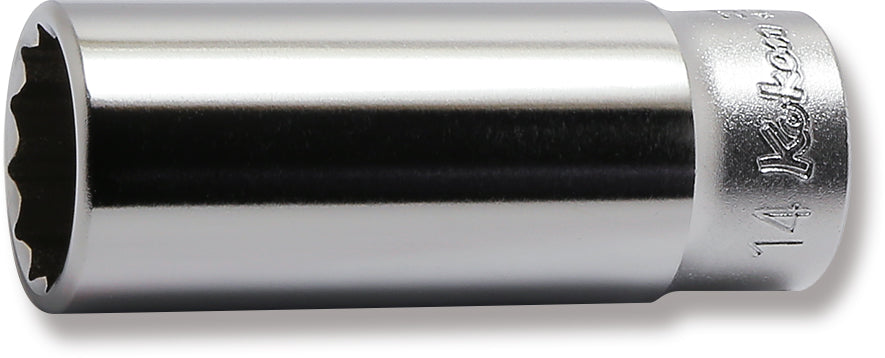 Douille carrée 1/4" (14 mm), 12 pans, longueur 50 mm 