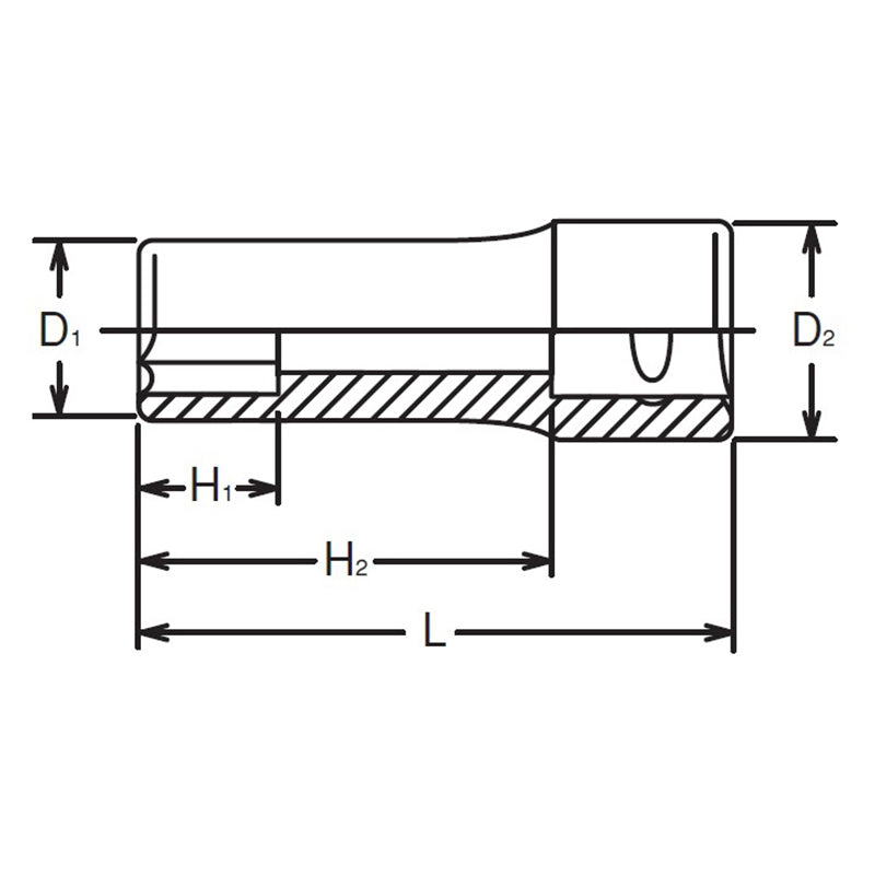 1/4 Sq. Dr. Socket  5.5mm 12 point Length 50mm
