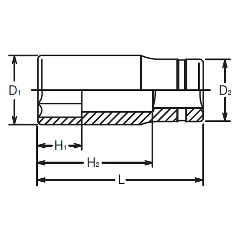 3/8 Sq. Dr. Socket  14mm 6 point Length 55mm