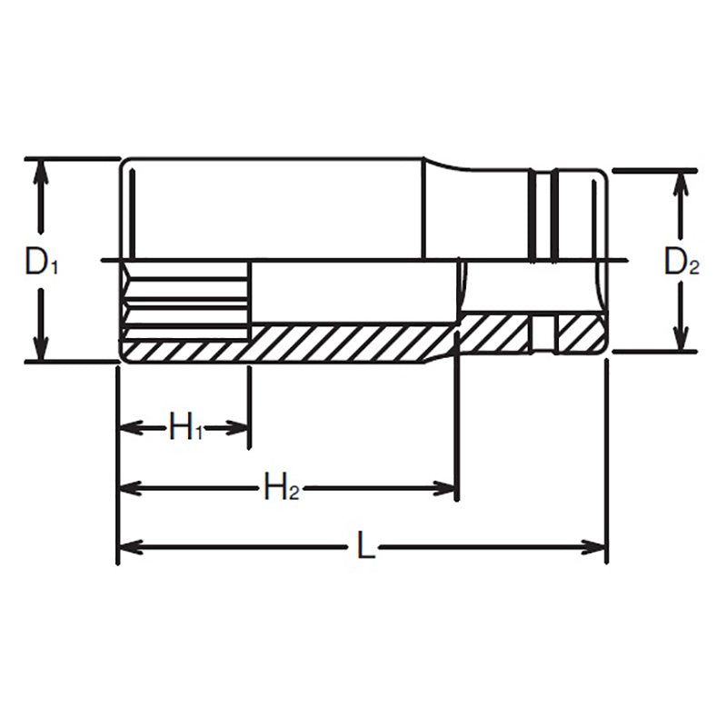 3/8 Sq. Dr. Socket  8mm 12 point Length 55mm