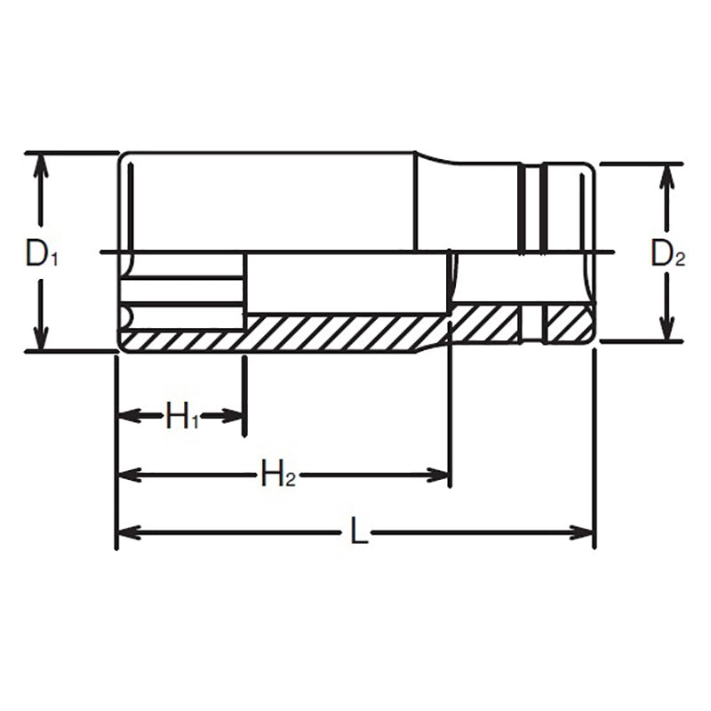 Douille carrée 3/8" (longueur de la surface : 55 mm) 