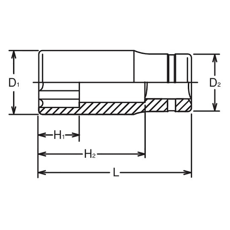Douille carrée 3/8" (longueur de la surface : 55 mm) 
