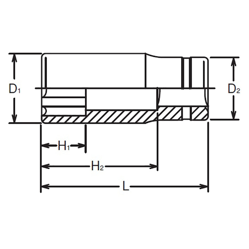 3/8 Sq. Dr. Socket  8mm Surface Length 55mm