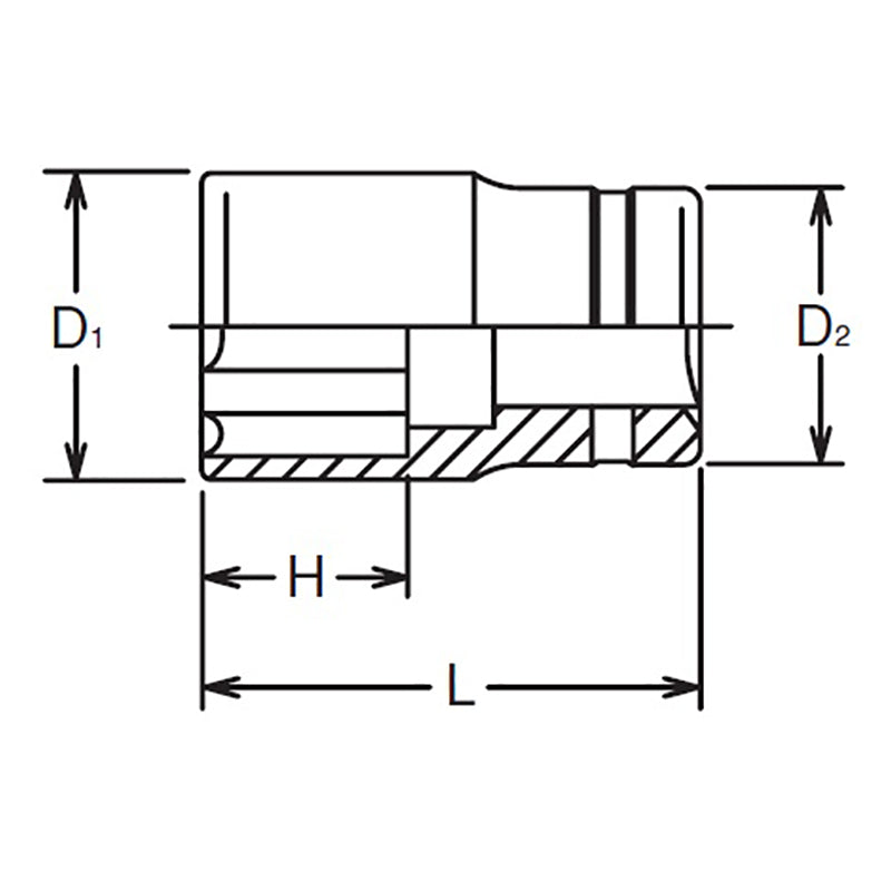 Douille carrée 3/8" (17 mm), longueur de surface 29 mm 