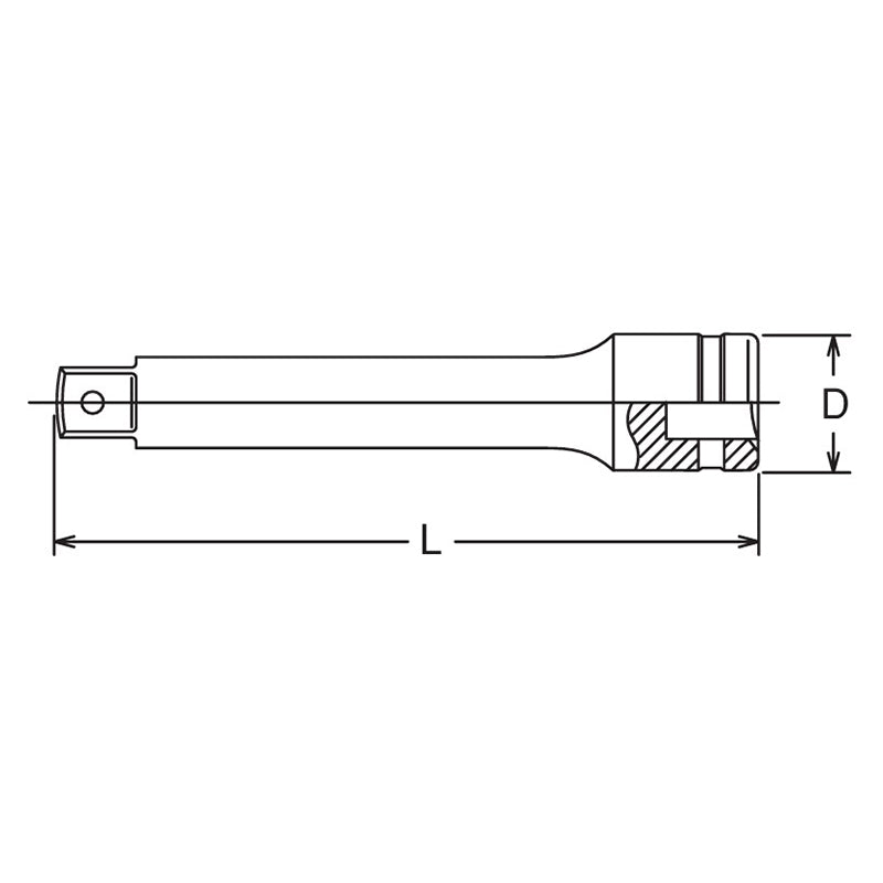 Rallonge carrée 3/8" (longueur de la goupille : 250 mm) 