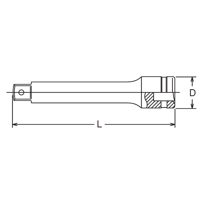 Rallonge carrée 3/8" (longueur de la goupille : 75 mm) 