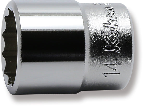 1/4 Sq. Dr. 12 Point chrome SAE Socket  14mm