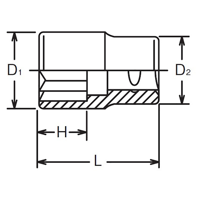 1/4 Sq. Dr. Socket  10mm Double Square Length 22mm