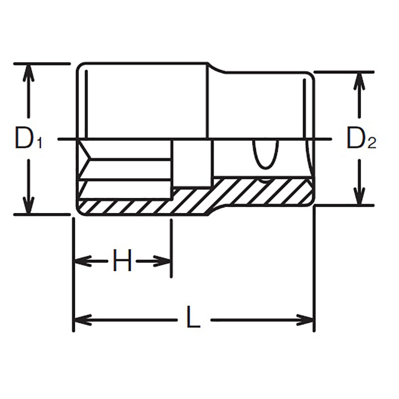 1/4 Sq. Dr. Socket  8mm Double Square Length 22mm