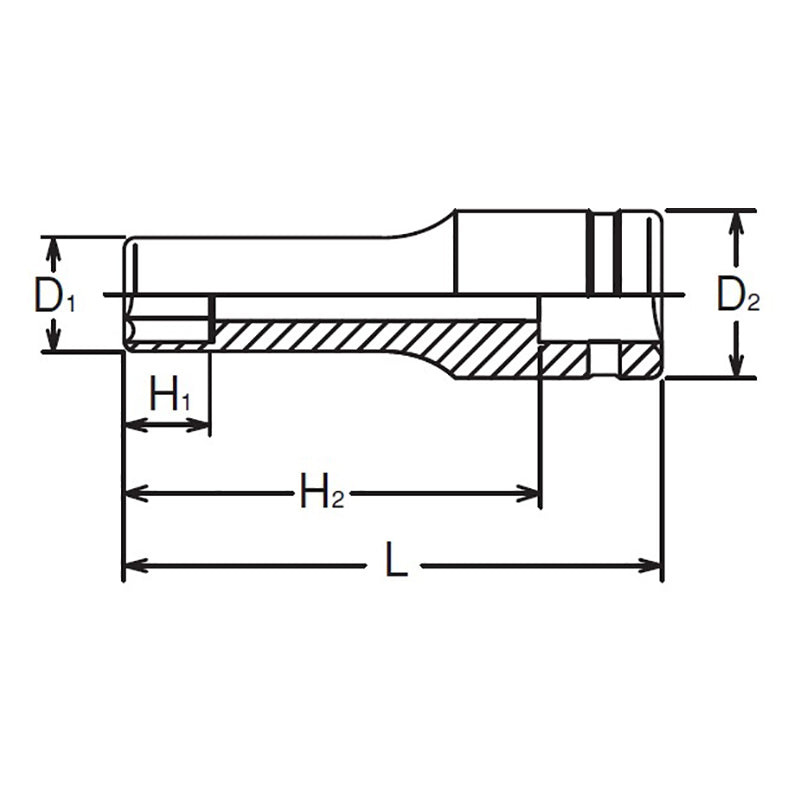 1/2 Sq. Dr. Socket  11mm 6 point Length 77mm