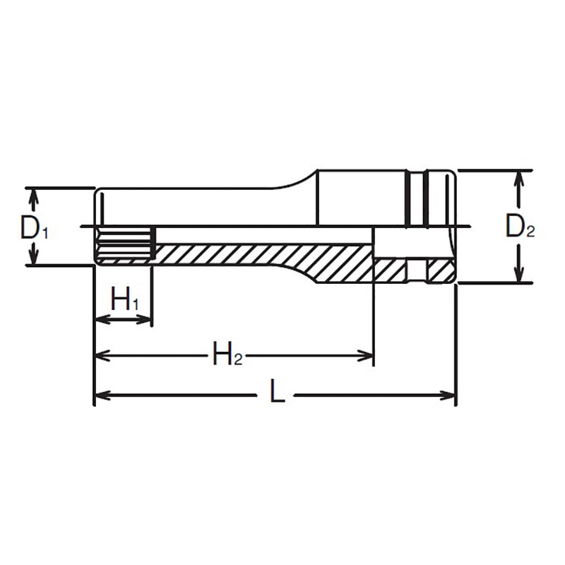 1/2 Sq. Dr. Socket  10mm 12 point Length 77mm