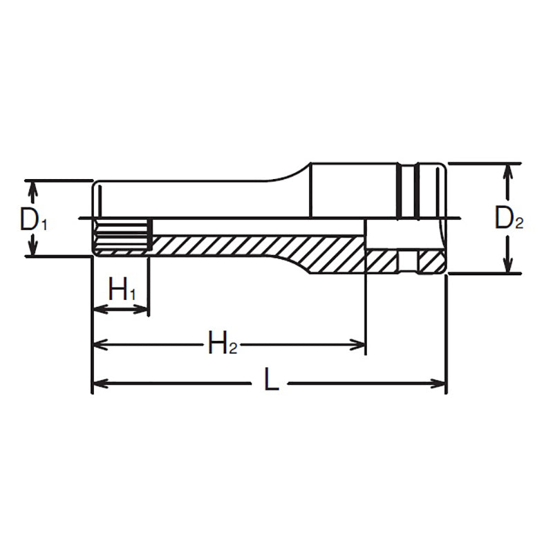 1/2 Sq. Dr. Socket  14mm 12 point Length 77mm