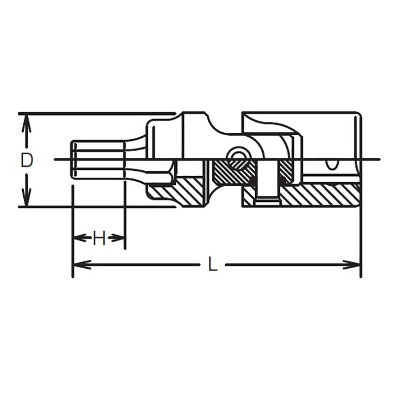 1/4 Sq. Dr. Universal Bit Socket  3mm Hex Length 40mm