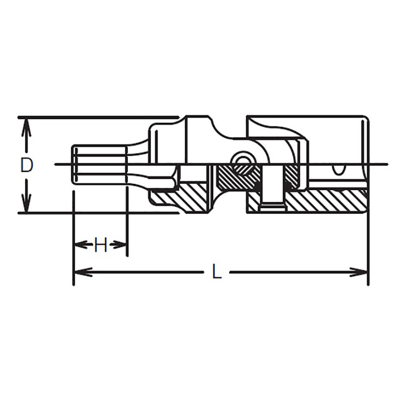 Douille universelle 1/4" Sq. Dr. 6 mm, hexagone de 6 mm, longueur 40 mm 