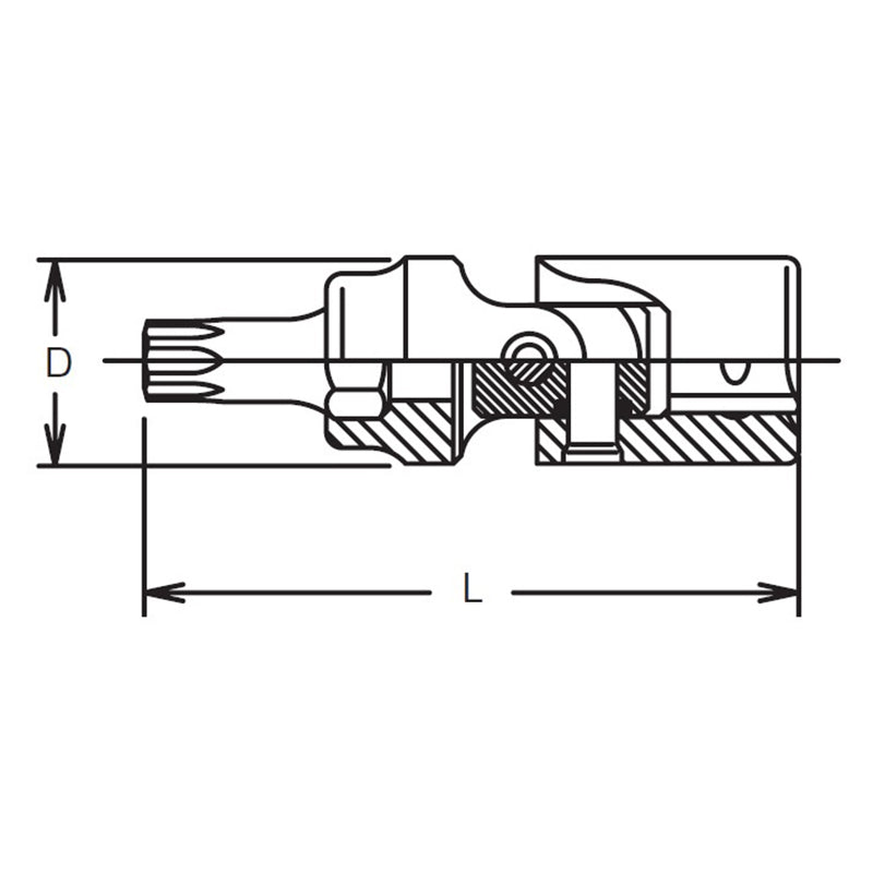 Douille universelle TORX® T15 1/4" à entraînement carré - Longueur 42 mm 