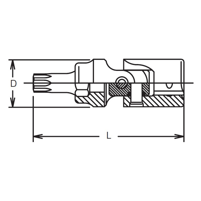 1/4 Sq. Dr. Universal TORX® T9 Bit Socket -  Length 42mm