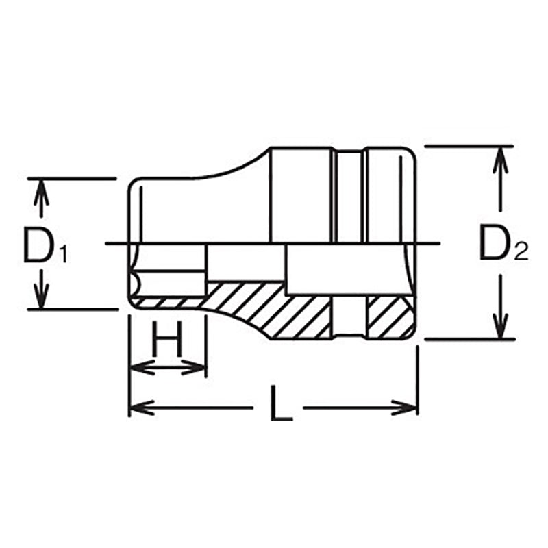 1/2 Sq. Dr. Socket  26mm 6 point Length 42mm