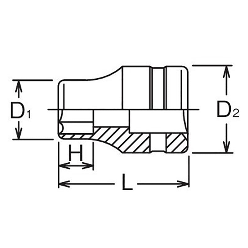 1/2 Sq. Dr. Socket  30mm 6 point Length 46mm