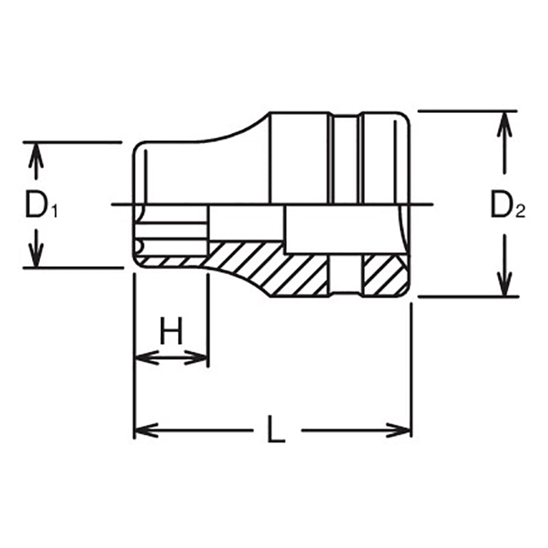 1/2 Sq. Dr. Socket  16mm Surface Length 37mm