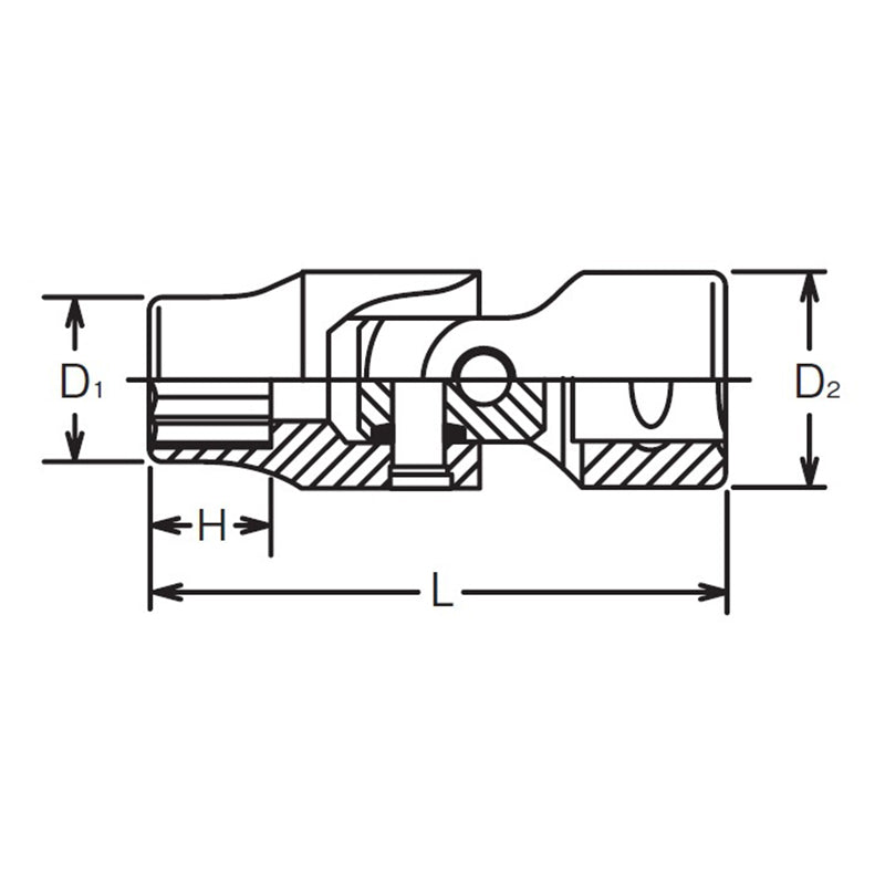 Douille universelle 1/4" Sq. Dr. 10 mm, 12 pans, longueur 35 mm 