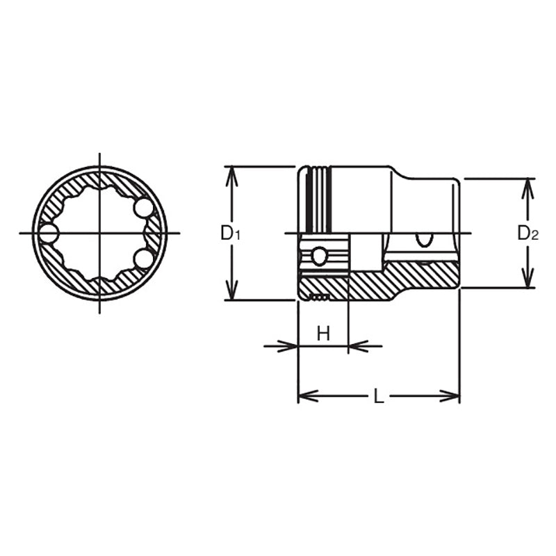 1/4 Sq. Dr. 12 point Short SAE NUT GRIP® Socket - 1/2