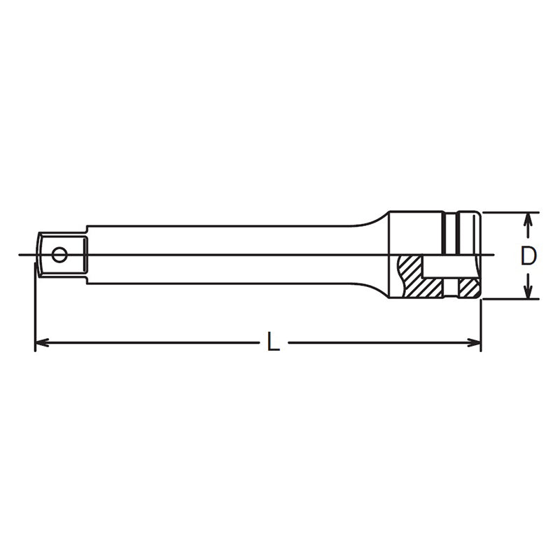 1/2 Sq. Dr. Extension Bar   Pin Length 125mm