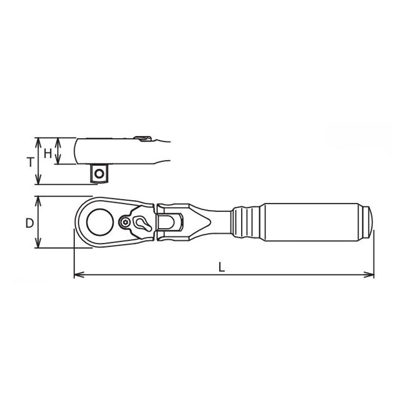 1/4" Sq.Dr. Ratchet Handle 72 teeth Flexible Head Length 160mm  Z-series