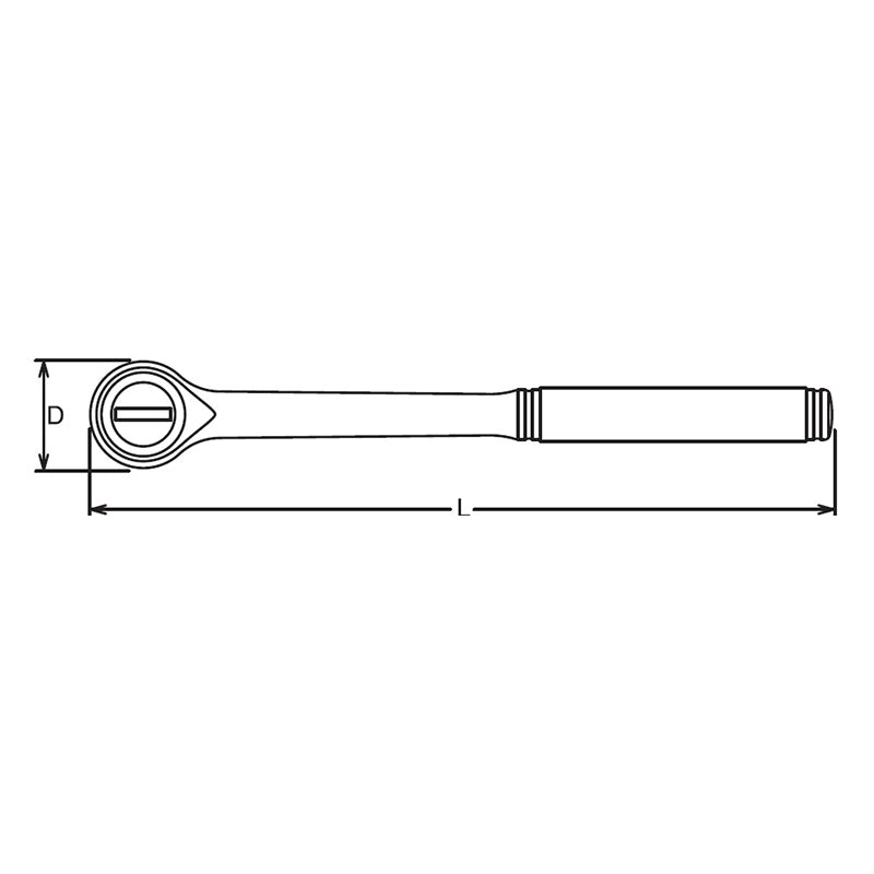 1/4 Sq. Dr. Ratchet Handle  44 teeth  Length 125mm  Metal Handle