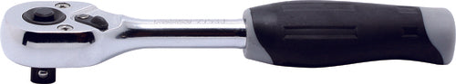 Clé à cliquet 1/4" à 20 dents avec bouton-poussoir, longueur 115 mm, poignée en plastique 