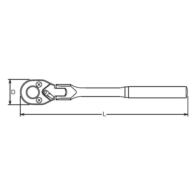 1/4 Sq. Dr. Ratchet Handle  20 teeth Short Length 116mm Flexible Head Plastic Handle