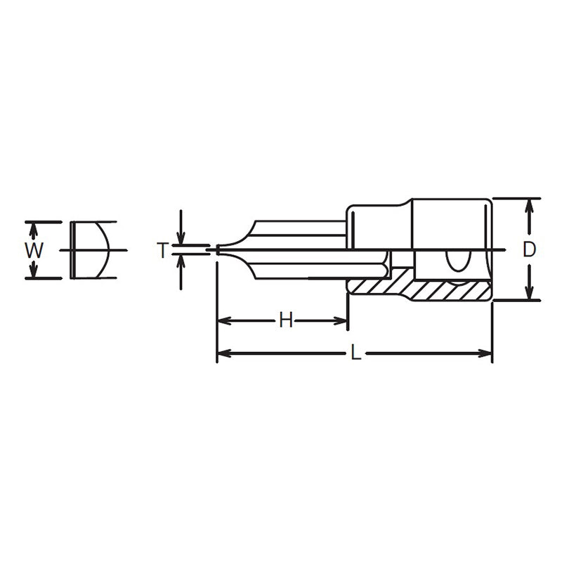 3/8 Sq. Dr. Bit Socket Slotted 1.0X5.5  Length 60mm