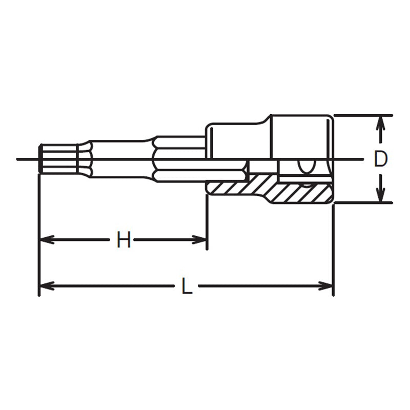 Douille à embout carré 3/8", hexagone 7/32", longueur 50 mm 