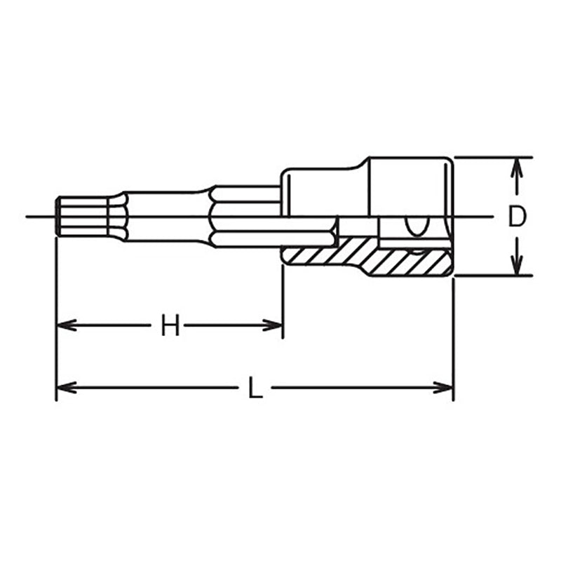 Douille carrée 3/8" (6,5 mm) - Hexagone de 11 mm - Longueur 160 mm 