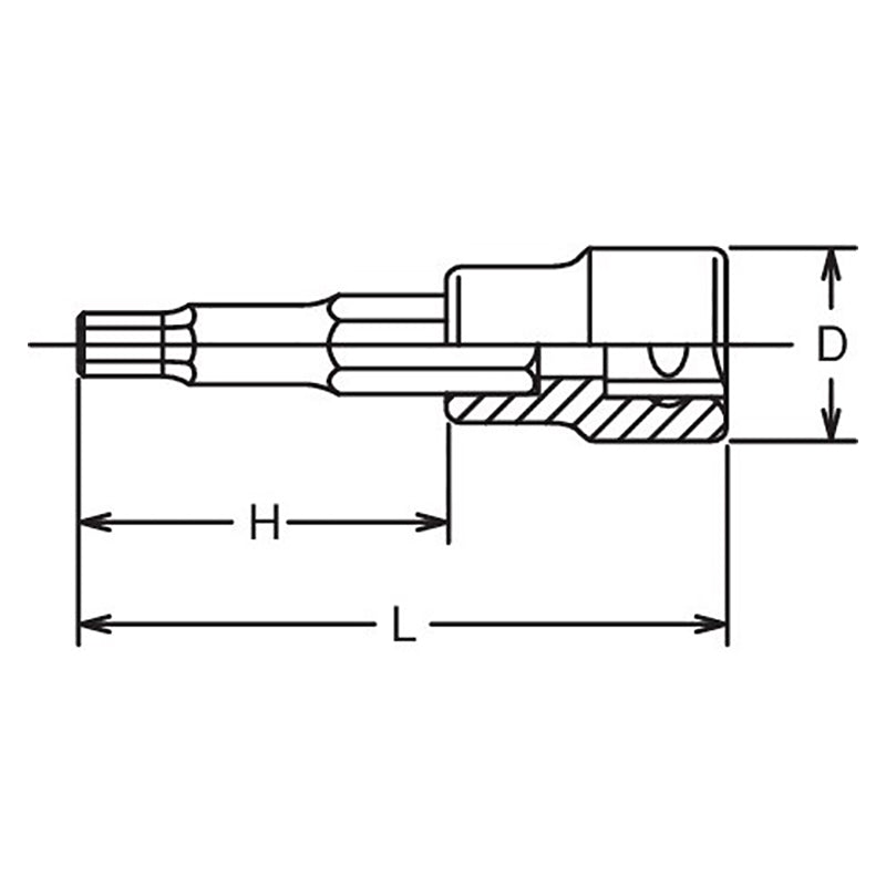 Douille carrée 3/8" à six pans creux de 9 mm, longueur 38 mm 