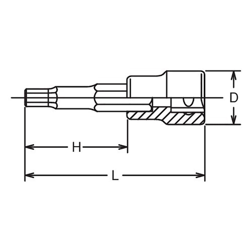 3/8 Sq. Dr. Bit Socket  3mm Hex Length 62mm