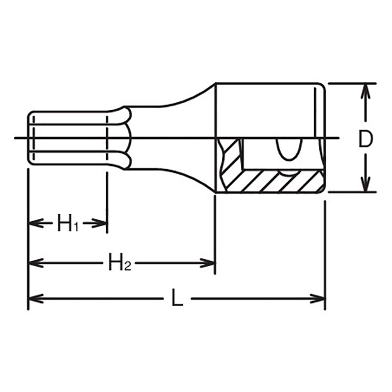 3/8 Sq. Dr. Bit Socket  12mm Hex Length 52mm