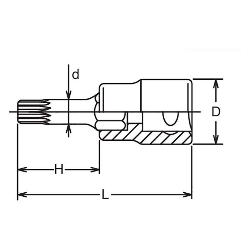 3/8 Sq. Dr. Bit Socket XZN M4 Triple Square Length 100mm