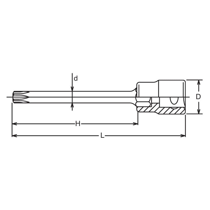 3/8 Sq. Dr. Round Shank TORX® T50 Bit Socket - Length 100mm