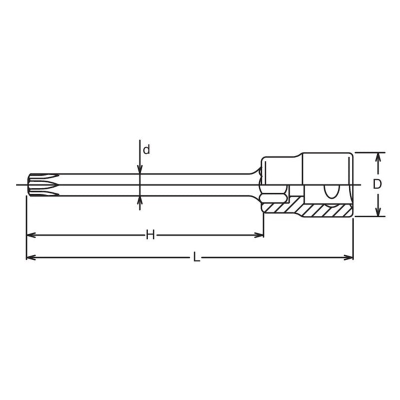 3/8 Sq. Dr. Round Shank TORX® T55 Bit Socket - Length 100mm