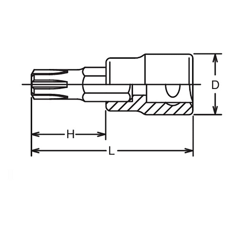3/8 Sq. Dr. Bit Socket Ribe-CV M10  Length 50mm