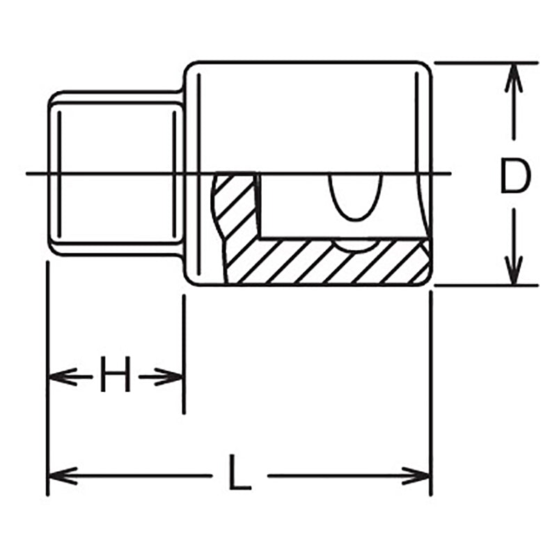 Douille carrée 3/8" (longueur 5/16", 28 mm) pour bouchon de vidange 