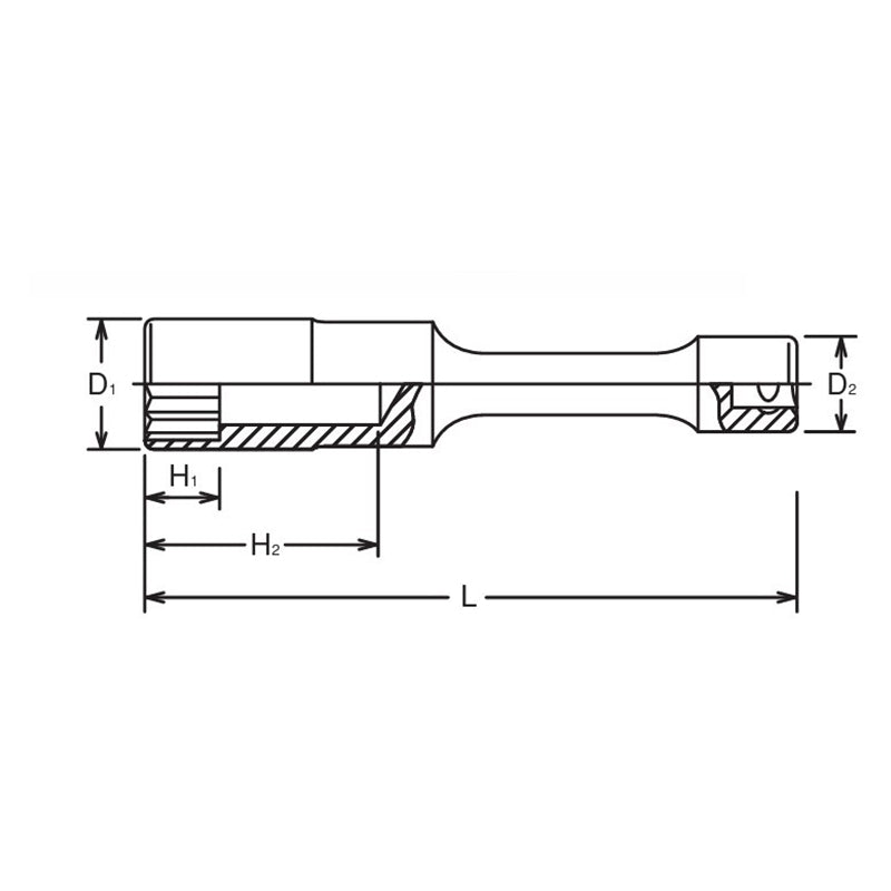 3/8 Sq. Dr. 12-Point 125mm Length Extension Socket - 12mm